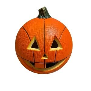 Vintage Basketball Pumpkin Jack O Lantern Lighted Halloween Decoration Orange